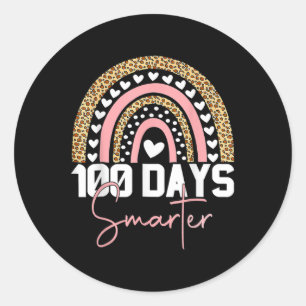 100 Days Smarter Happy 100th Day Of School Rainbow Classic Round Sticker