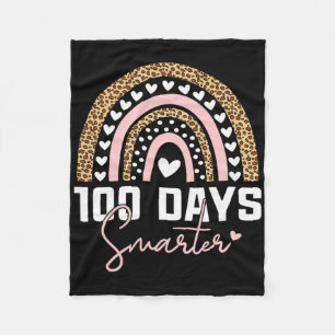 100 Days Smarter Happy 100th Day Of School Rainbow Fleece Blanket