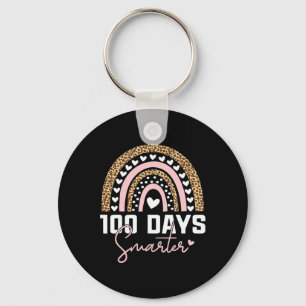 100 Days Smarter Happy 100th Day Of School Rainbow Key Ring