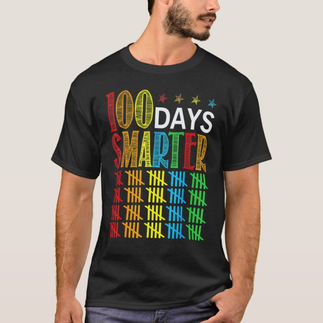 100 Days Smarter Happy 100th Day Of School Student T-Shirt (Front)