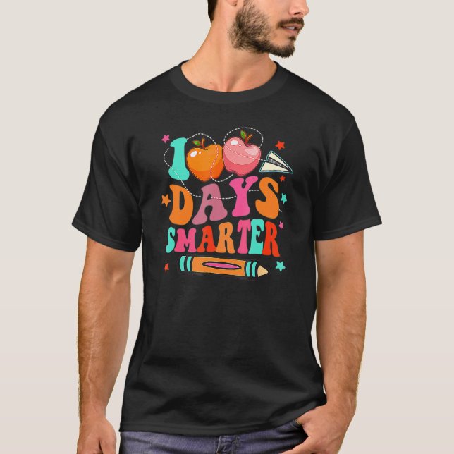 100 Days Smarter Happy 100th Day Of School Teacher T-Shirt (Front)
