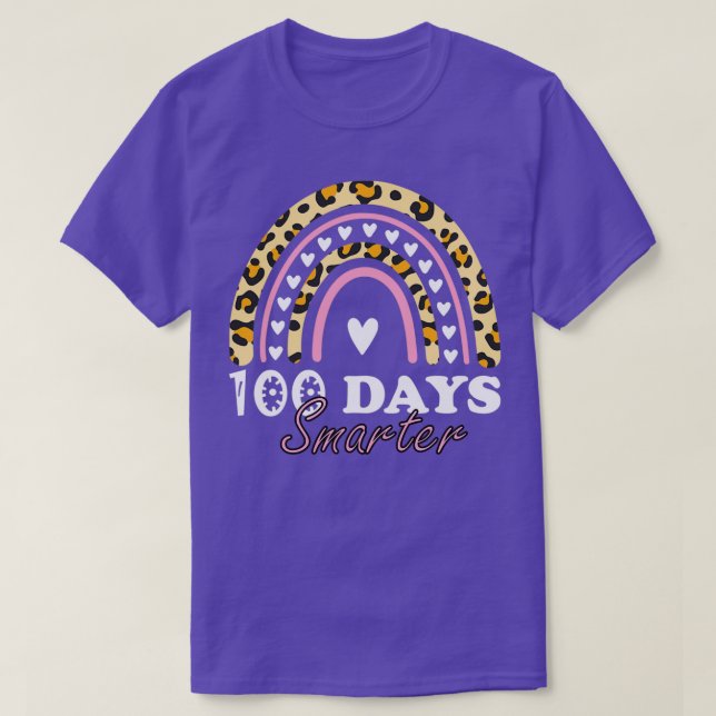 100 Days Smarter Happy 100th Days Of school Rainbo T-Shirt (Design Front)