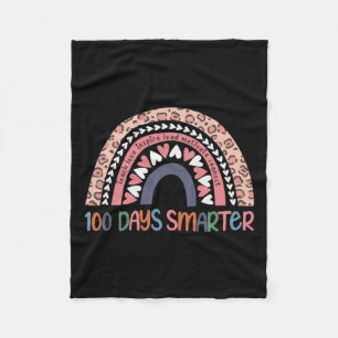 100 Days Smarter Hearts Rainbow Kids 100th Day Of  Fleece Blanket