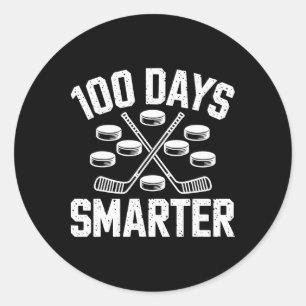 100 Days Smarter Hockey 100th Day Of School Studen Classic Round Sticker