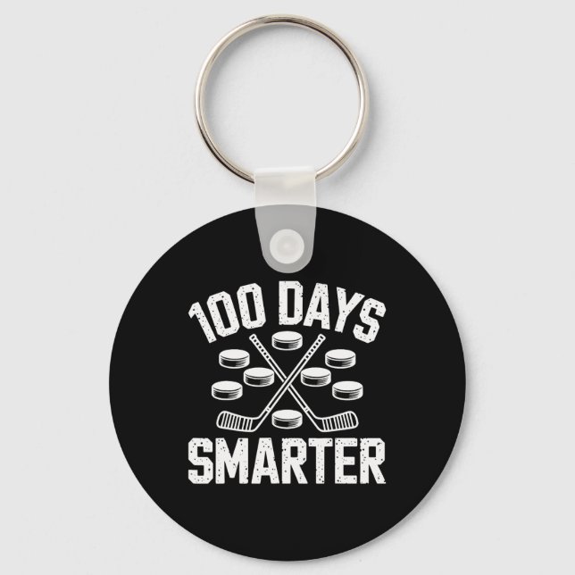 100 Days Smarter Hockey 100th Day Of School Studen Key Ring (Front)
