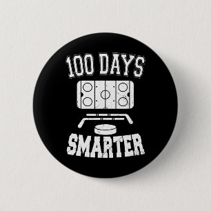 100 Days Smarter Hockey Sports 100th Day Of School 6 Cm Round Badge