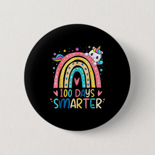 100 Days Smarter Kids Girls Unicorn 100th Day Of S 6 Cm Round Badge