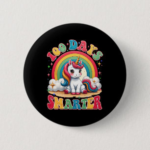 100 Days Smarter Kids Girls Unicorn 100th Day Of S 6 Cm Round Badge