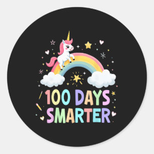 100 Days Smarter Kids Girls Unicorn 100th Day Of S Classic Round Sticker