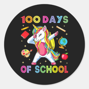 100 Days Smarter Kids Girls Unicorn 100th Day Of S Classic Round Sticker