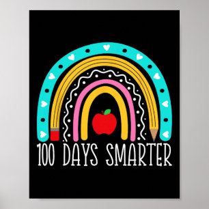 100 Days Smarter Kids Rainbow 100th Day Of School Poster