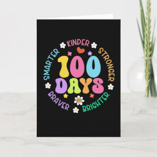 100 Days Smarter Kinder Brighter Cute School Card