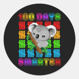 100 Days Smarter Koala Bear Lovers Happy 100th Day Classic Round Sticker