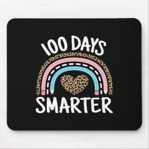 100 Days Smarter Leopard Rainbow 100th Day Of Scho Mouse Pad