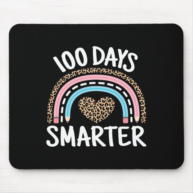 100 Days Smarter Leopard Rainbow 100th Day Of Scho Mouse Pad (Front)