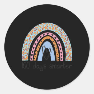100 Days Smarter Leopard Rainbow For 100th Day Of Classic Round Sticker