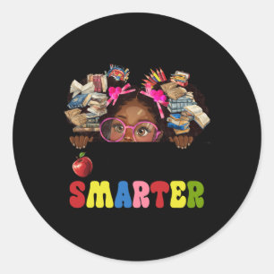 100 Days Smarter Melanin Afro Girls Kids 100th Day Classic Round Sticker