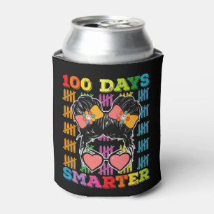100 Days Smarter Messy Bun 100th Day Of School Can Cooler