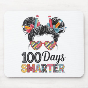 100 Days Smarter Messy Bun Hair 100th Day Of Mouse Pad