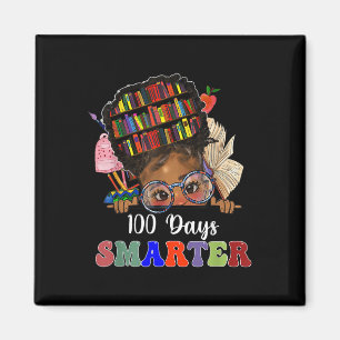 100 Days Smarter Messy Bun Melanin Girls 100th Day Magnet