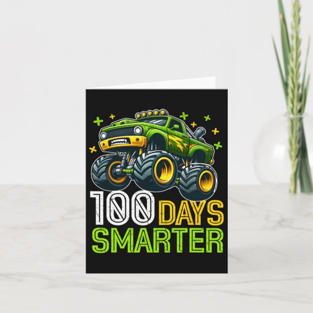 100 Days Smarter Monster Truck 100 Days Of School  Card (Front)