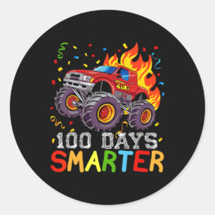 100 Days Smarter Monster Truck 100 Days Of School Classic Round Sticker