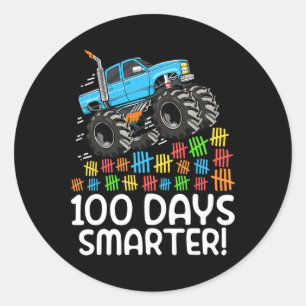 100 Days Smarter Monster Truck 100 Days Of School Classic Round Sticker