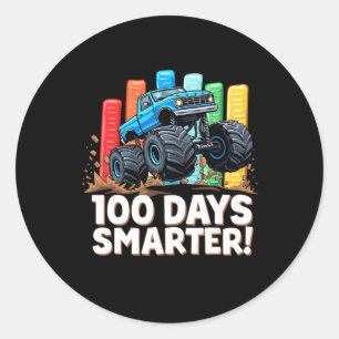 100 Days Smarter Monster Truck 100 Days Of School Classic Round Sticker