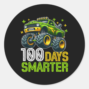 100 Days Smarter Monster Truck 100 Days Of School Classic Round Sticker