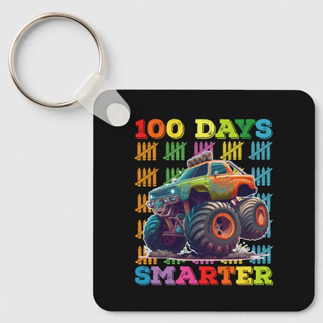 100 Days Smarter Monster Truck 100th Day School Key Ring (Front)