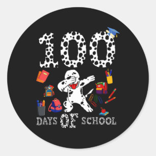 100 Days Smarter Of School Dabbing Dalmatian Dog T Classic Round Sticker