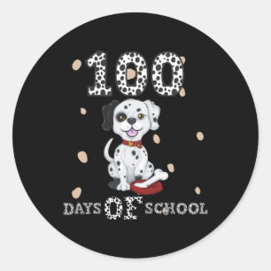 100 Days smarter of School Dabbing Dalmatian dog T Classic Round Sticker