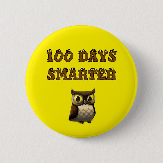 100 Days Smarter Owl – 100th Day of School 6 Cm Round Badge (Front)