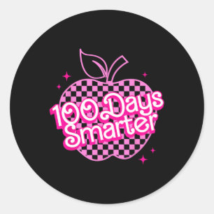 100 Days Smarter Pink 100th Day Of School For Girl Classic Round Sticker