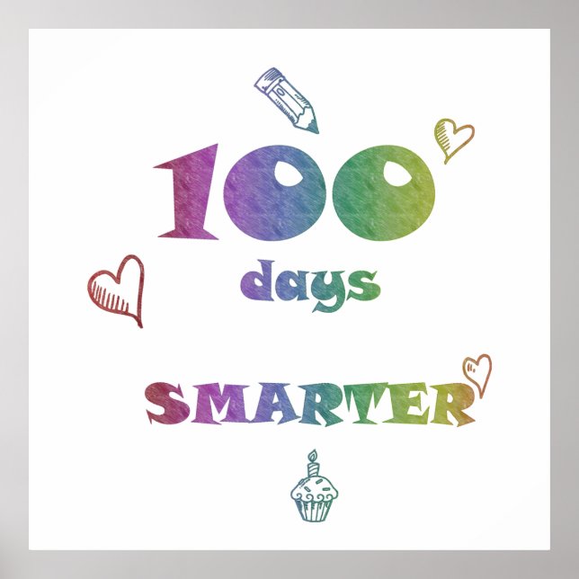 100 Days Smarter Poster – Classroom Wall Decor (Front)