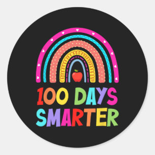 100 Days Smarter Rainbow Happy 100th Day Of School Classic Round Sticker