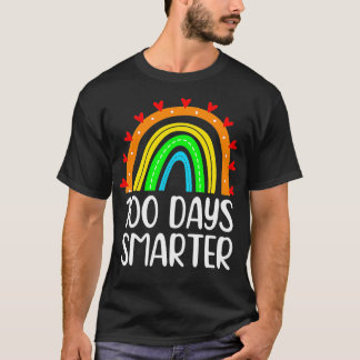 100 Days Smarter Rainbow Teacher Student 100th Day T-Shirt