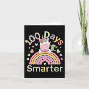 100 Days Smarter Rainbow Unicorn 100th Day Of Scho Card