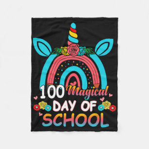 100 Days Smarter Rainbow Unicorn 100th Day Of Scho Fleece Blanket