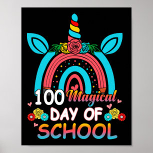 100 Days Smarter Rainbow Unicorn 100th Day Of Scho Poster
