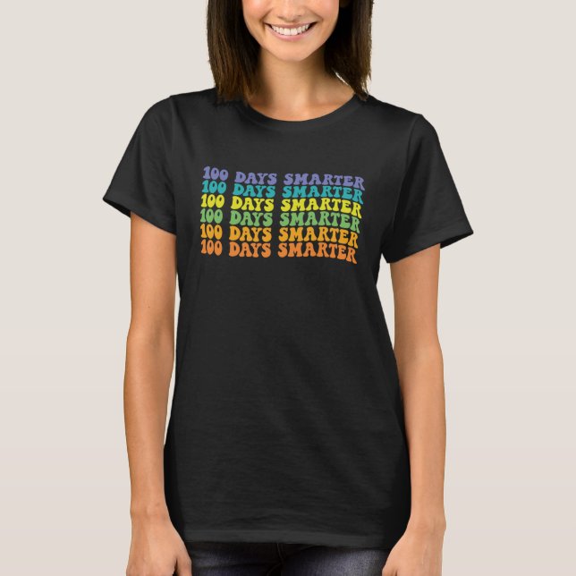 100 Days Smarter Retro Groovy Happy 100th Day of S T-Shirt (Front)