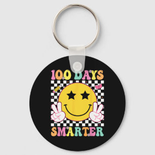 100 Days Smarter Retro Smile Face Teacher Kids 100 Key Ring
