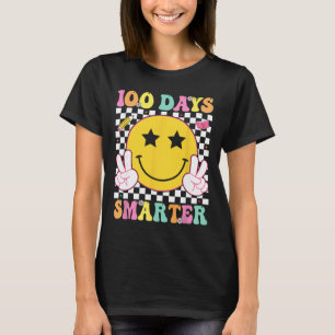 100 Days Smarter Retro Smile Face Teacher Kids 100 T-Shirt