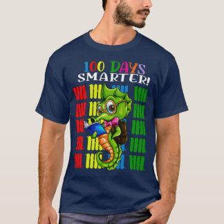 100 Days Smarter School Kids Seahorse Design T-Shirt