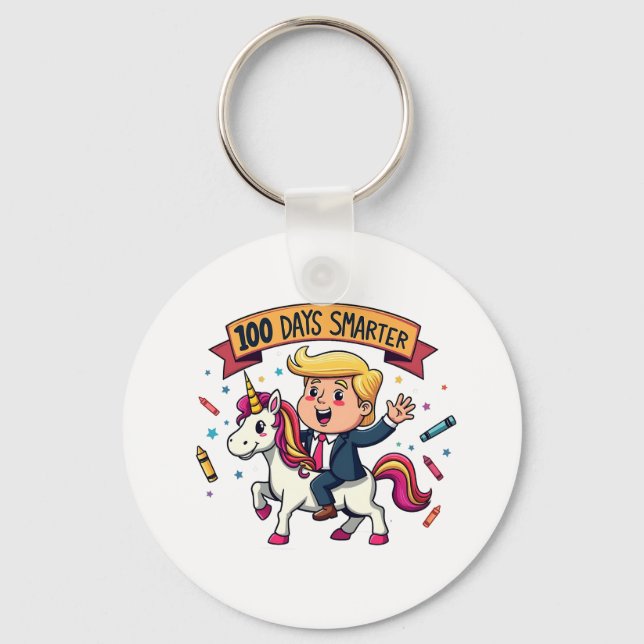 100 Days Smarter School Trump Inaguration Day  Key Ring (Front)