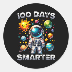 100 Days Smarter Space Astronaut 100th Day School  Classic Round Sticker
