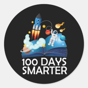 100 Days Smarter Space Astronaut 100th Day School Classic Round Sticker