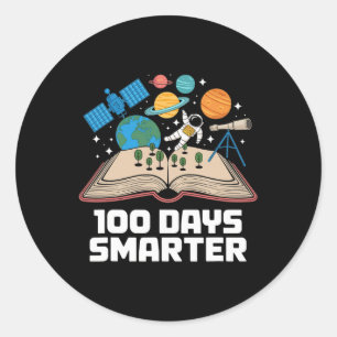 100 Days Smarter Space Astronaut 100th Day School Classic Round Sticker