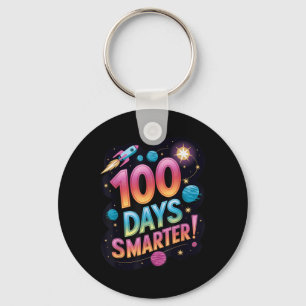 100 Days Smarter Space-themed School Celebration K Key Ring