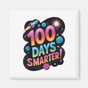 100 Days Smarter Space-themed School Celebration K Magnet